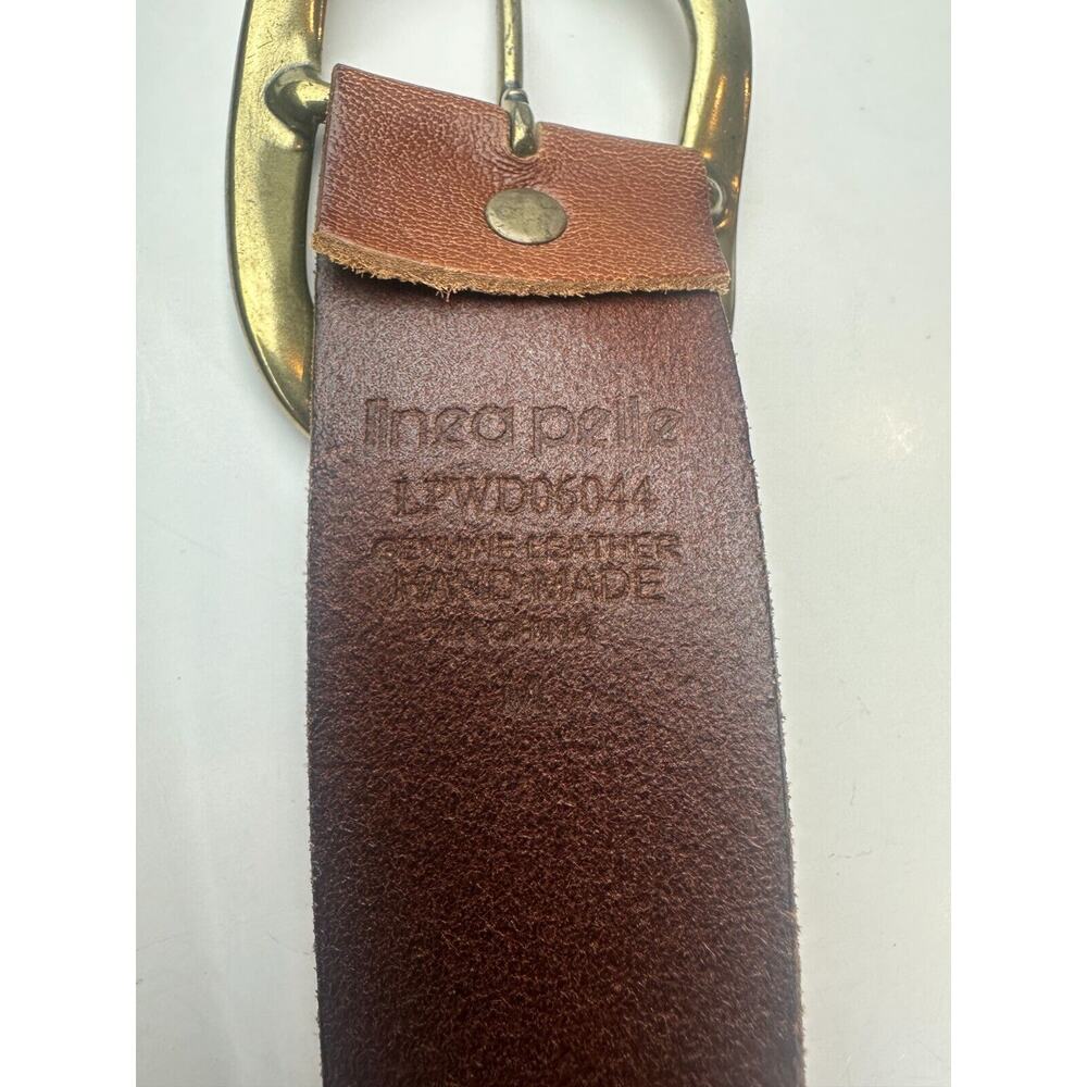 Linea Pelle Braided Woven Genuine Leather Handmade Belt With Buckle Brown Medium - Picture 2 of 13